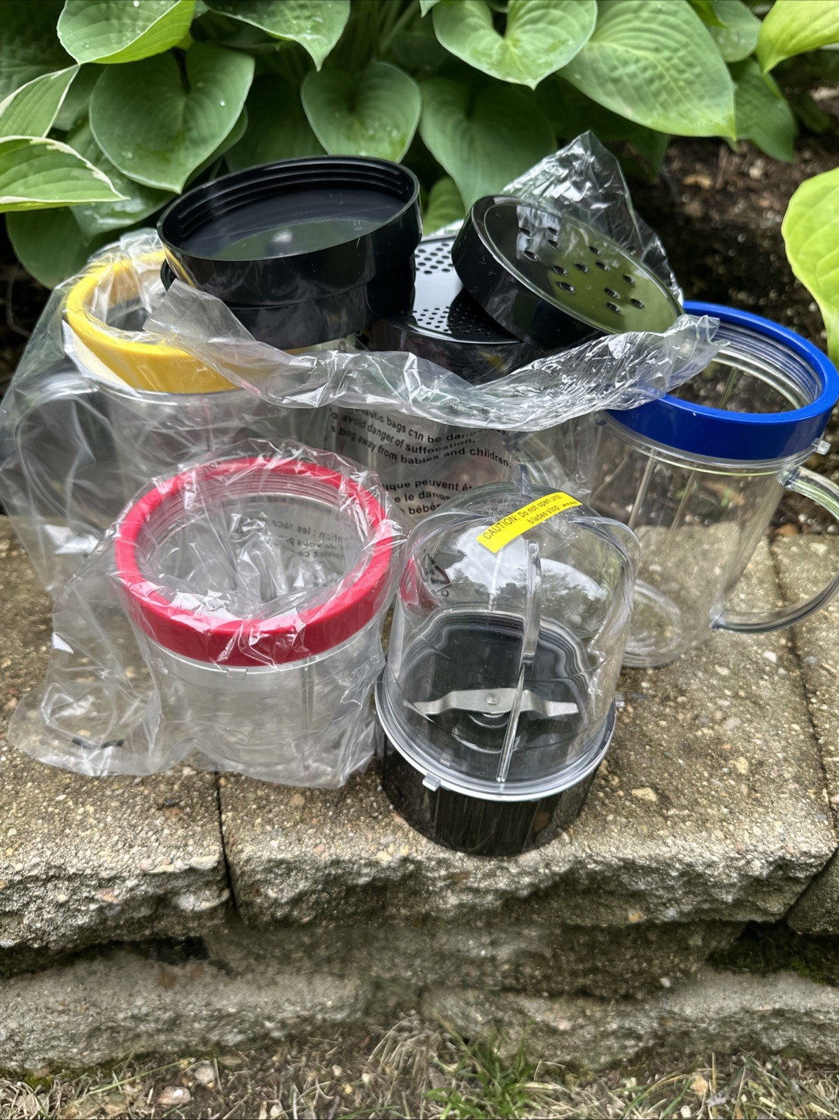New Original Magic Bullet Express Lot Of Mugs, Cups, Lip Rings Lids, Shaker&Top