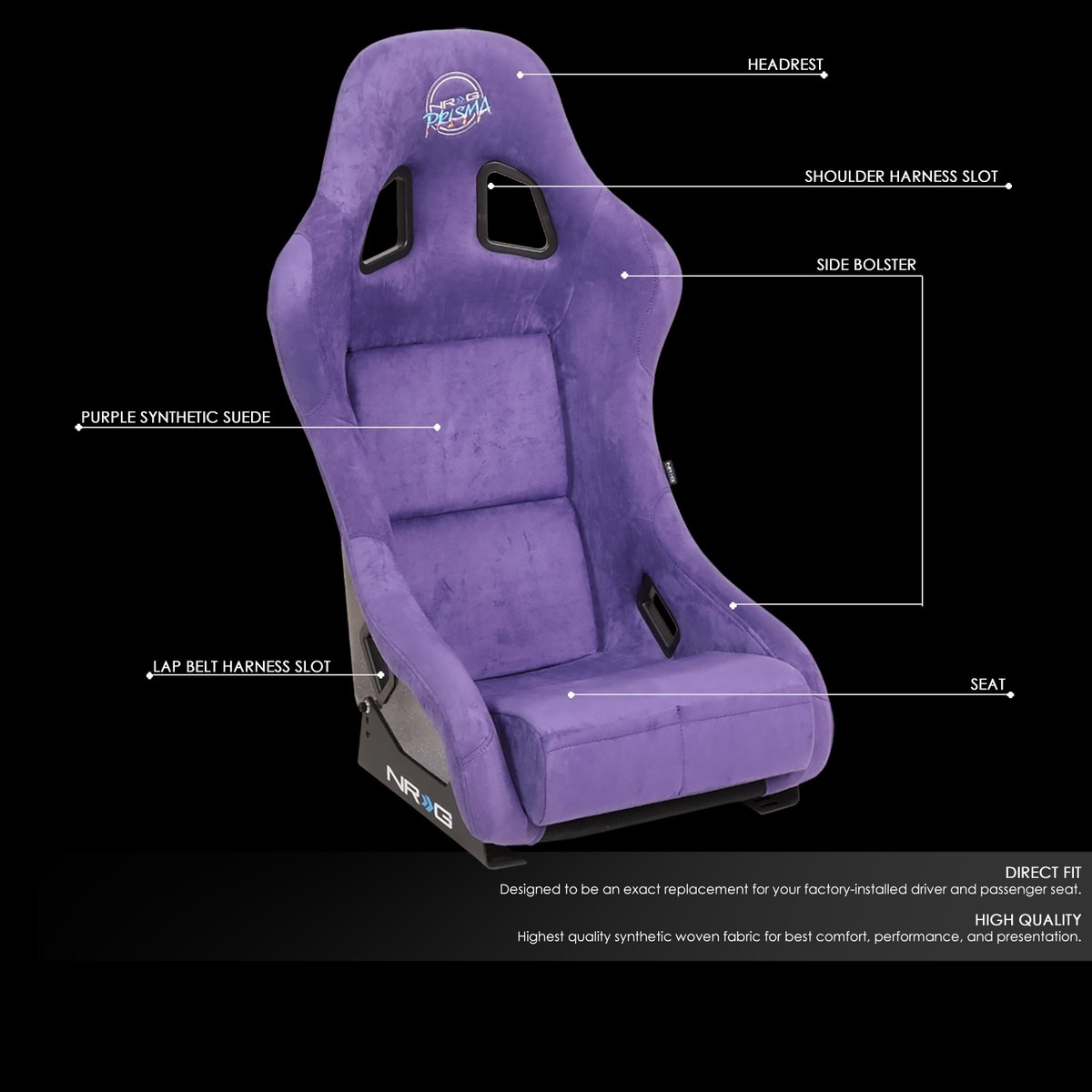 NRG INNOVATIONS FRP-303PP-PRISMA PURPLE ALCANTARA BUCKET RACING