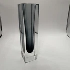 Murano Glass Vase Faceted Sommerso Art Gray-FormStructureTB