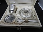 ancien COFFRET PRESSE CITRON AGRUME GOBLET CUILLERE METAL ARGENTE MENAGERE TABL