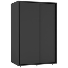 Double Sliding Door Wardrobe Closet with Hanging Rail Cabinet Cupboard Black