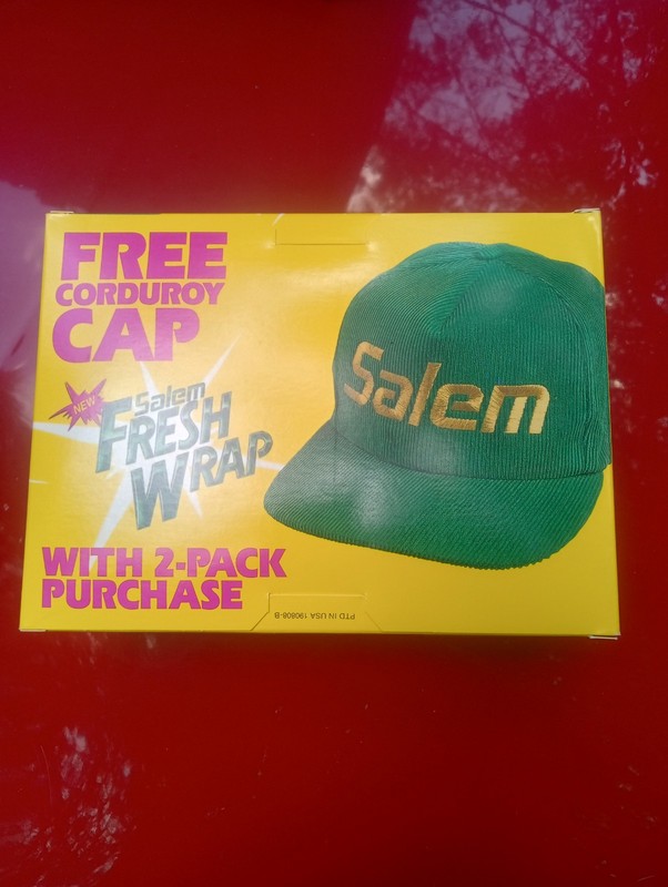 vintage Salem Fresh Wrap Cigarettes Display Box w/ Corduroy Cap 2-Pack Purchase
