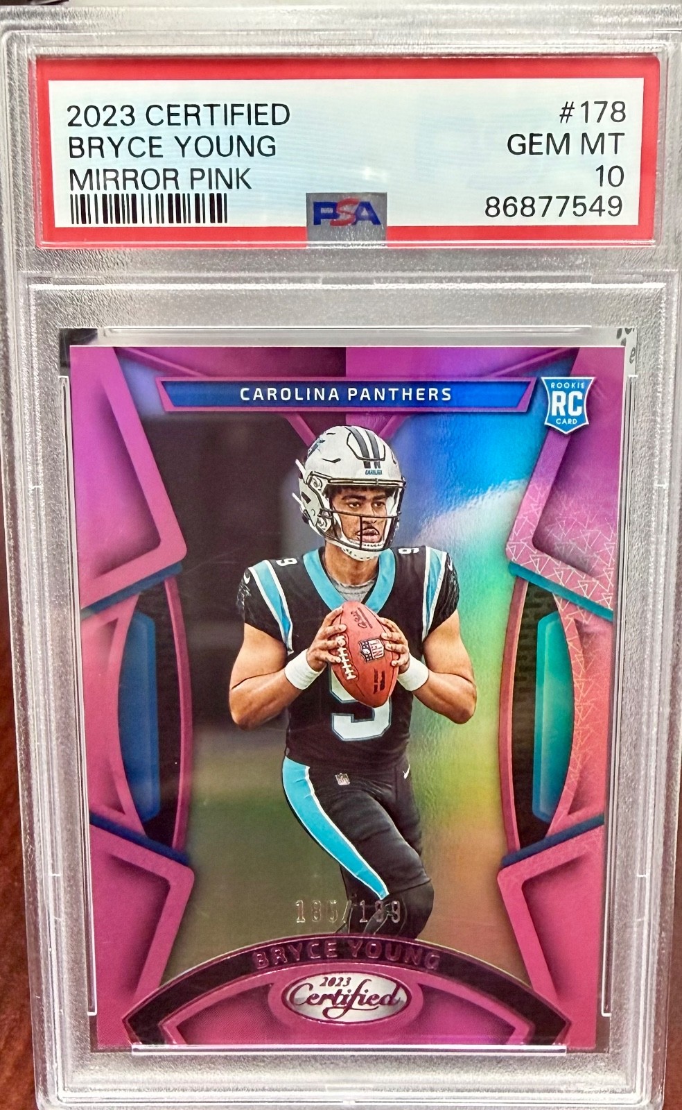 2023 Panini Certified Bryce Young Pink Rookie /199 PSA 10