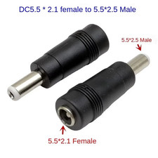 5.5 X 2.1 Mm Female to 5.5 X 2.5 Mm Male DC Power Connector Adapter Laptop 5.5 2