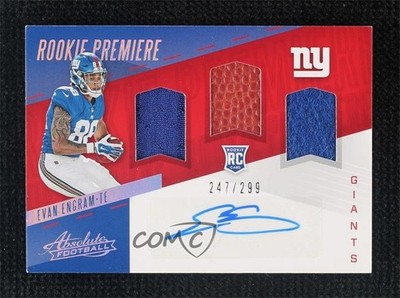 2017 Panini Absolute Premiere Material Autos /299 Evan Engram Rookie Auto RC 9su