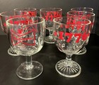 7 Vtg BUDWEISER King of Beers 1776 Beer Stem Goblets Man Cave Bar Glasses Heavy