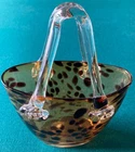 VINTAGE~ORIGINAL~HAND BLOWN GLASS VASE~AMBER~LEOPARD MOTIF~MURANO STYLE~PURSE