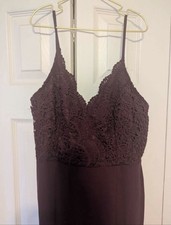 Lulus Leandra Dress Women’s Medium Maroon Burgundy Lace Maxi Slit Full Length