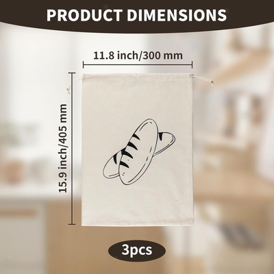 3 Stück Brotbeutel Lebensmittel Aufbewahrungstaschen für Party Gastgeschenk Haushalt Hochzeit
