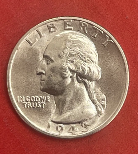 1943 S Washington Silver Quarter, Gem Uncirculated.