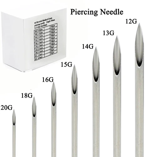 20pcs Disposable Surgical Steel Piercing Needles Sterile Tattoo Tools - NEW - product listing photo