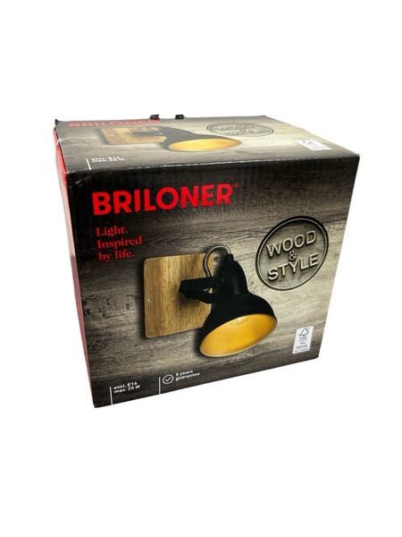 Briloner Spot, Schwarz-Gold, Mit Holz 1Xe14/25W Max. Exkl. Spotleuchte Wandspot-image