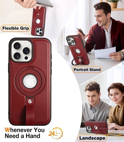 Nueva Funda para iPhone16 Pro Max,16,15 Pro,15 Magsafe Magnética Cuero Soporte Cubierta - Imagen 5 de 29