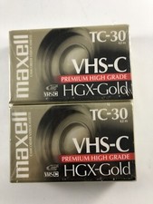 2-pack Maxwell VHS-C TC-30 HGX-Gold Premium High Grade Video Tapes New-AT.19