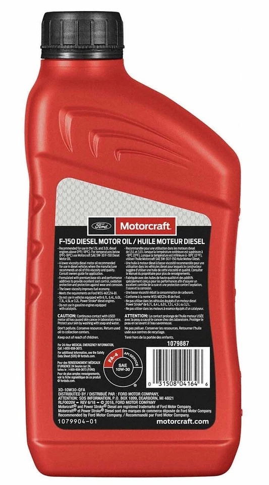Aceite de motor diésel 7 cuartos Ford Super Duty SAE 10W-30 F150 3,0 L carrera eléctrica Foto 4 de 4