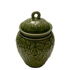 Franciscan Canister Embossed Green Leaves Vintage Made in Portugal 10 1/2" Tall