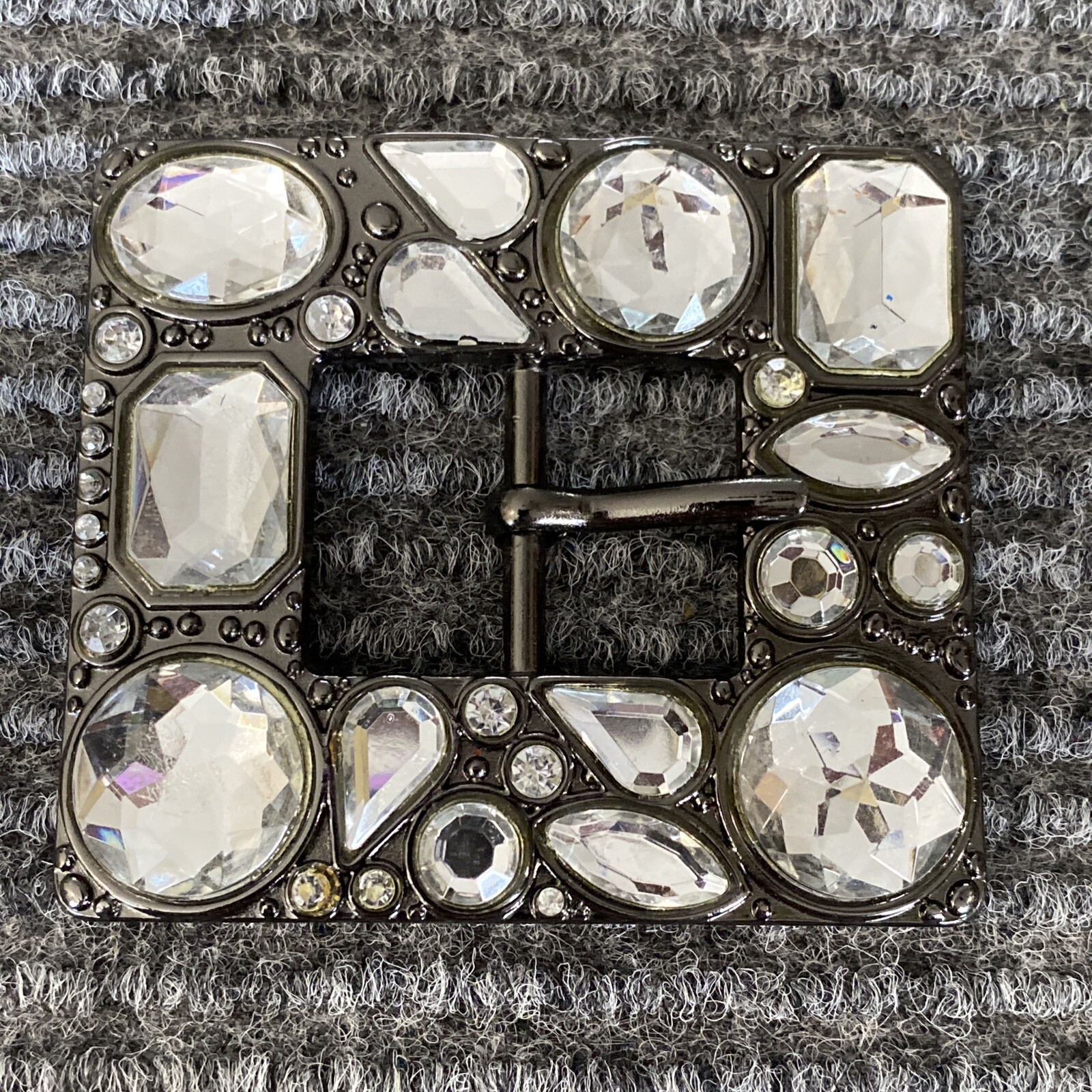 Belt Buckle Women’s Silver Rhinestones Square