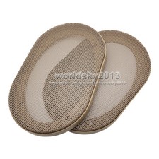 2pcs 4"x6" inch Audio Speaker Cover Decorative Circle Metal Mesh Grille Khaki