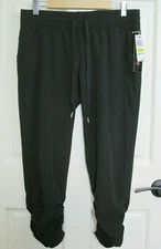 NWT Ideology Black Capri Pants Womens Size M 33x23.5 Stretch Cinched 64-24958