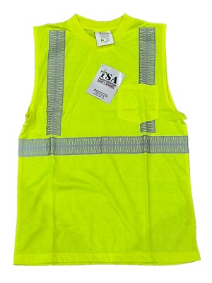 NEW Transportation Safety Apparel Neon Yellow Reflective Sleeveless Shirt Sz M