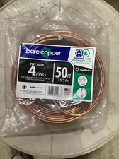 Southwire 50ft 4 AWG Solid Soft Drawn Copper Bare Wire Ground Wire