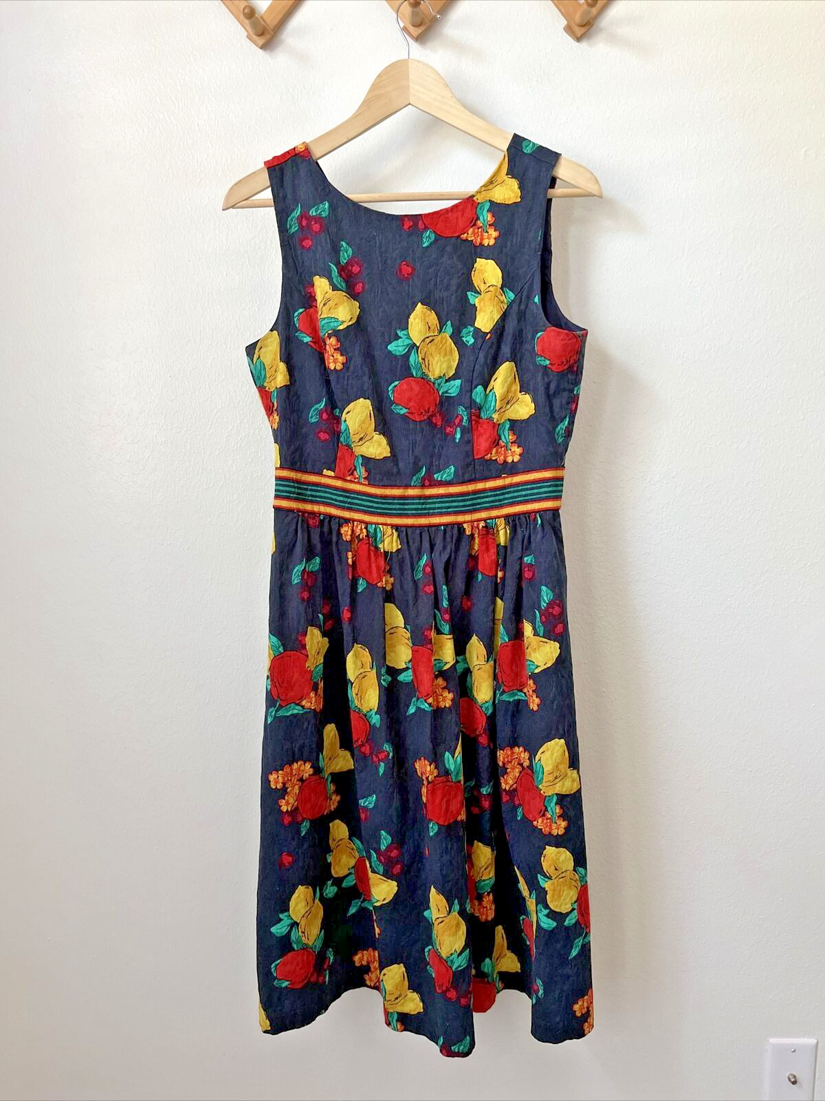 1950s Style Rockabilly Retro Fruit Print Dress Size 10 Eva Mendes