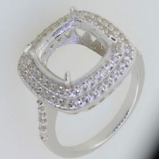Sterling Silver Semi Mount Ring Setting Cushion CU 12X12mm White Topaz PJC47