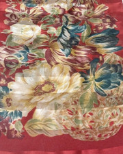 Vintage Berkshire Scarf Floral Red Long 61" X 10.5" Polyester Made In Italy