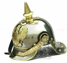 WWI German Pickelhaube Steel & Brass Prussian Fr Badge Officer Helmet Spike