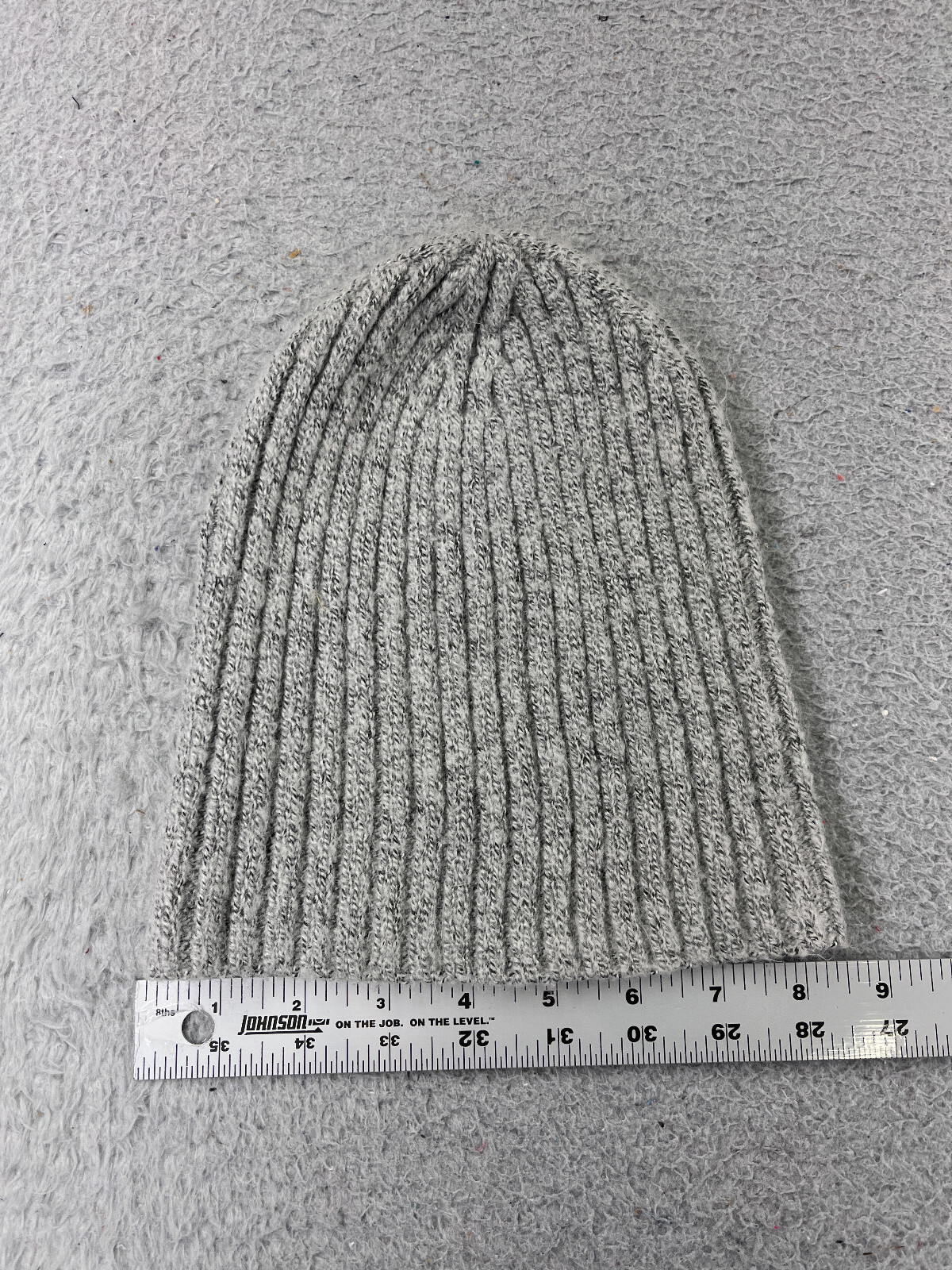 Gray Ribbed Knit Acrylic Beanie for Winter Ski Camp Snow-image