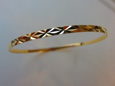 Gold Solid Slave Bangle 3mm Diamond Cut 9 Carat Yellow 67mm Diameter
