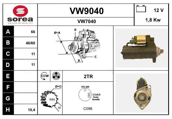 Démarreur SNRA VW9040 pour trajets quotidiens sans panne mécanique