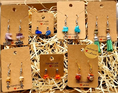 7 Chakra Edelstein Ohrringe Set 7 verschiedene Kristalle & Energien Reiki Heilung