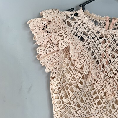 Champagne & strawberry abstract triangle lace pink dress | eBay