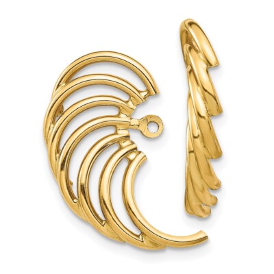 14k Yellow Gold Polished Swirl Shaped Earring Jackets Gift for Women