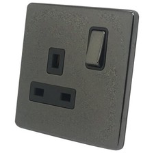 Screwless - Black Chrome Plug Sockets Light Switches -Whole Range CHEAP!
