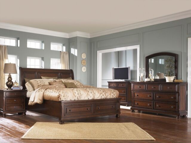 ashley furniture porter queen sleigh footboard storage 6 piece bed