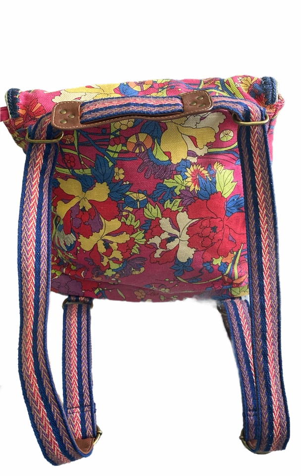 Sakroots Artist Circle Convertible Backpack Canvas Raspberry Floral Canvas Cross - Image 3 of 4
