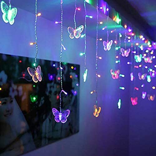 LED Lights for Room Bedroom Decor Butterfly String Curtain hanging fairy Lights - Picture 1 of 7