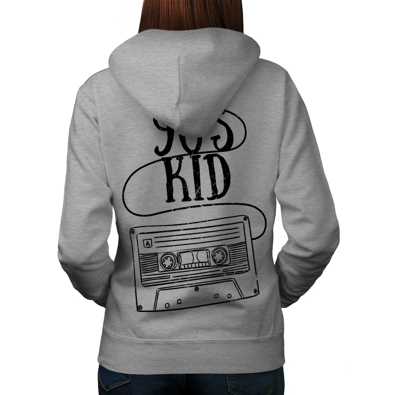 Wellcoda 9's Kid Fashion Old School Womens Hoodie Back