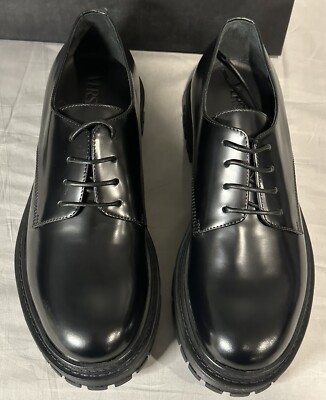 Versace Laced Up Black Leather Derby Dress Shoe Men Size  display picture 1