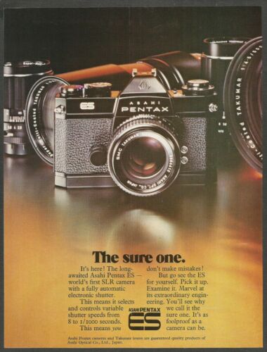 ASAHI PENTAX ES . World's first SLR  camera - 1973 Vintage Print Ad - 第 1/1 張圖片