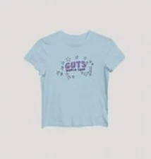 NWT Olivia Rodrigo Guts Tour Short Sleeve Graphic blue Girls T-Shirt Size L