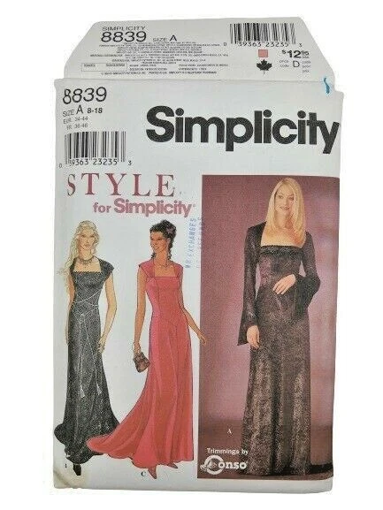 Simplicity 8839 Misses Dresses Pattern Size 8-18 Uncut Flared Drop Waist Gown - Image 3 of 4