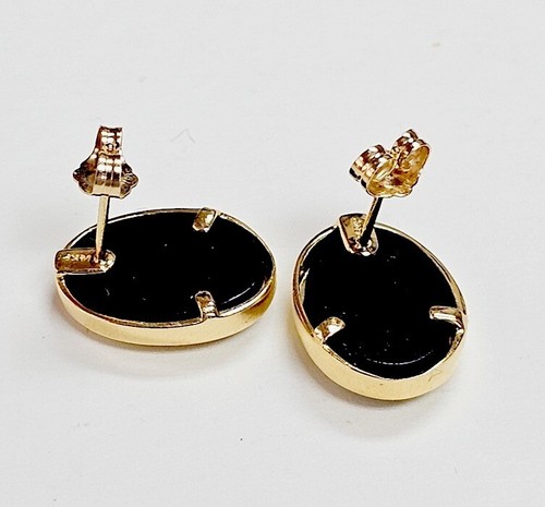 Vintage 14k Fire Opal Doublet Inlay Mosaic Post Stud Earrings. - Picture 10 of 10
