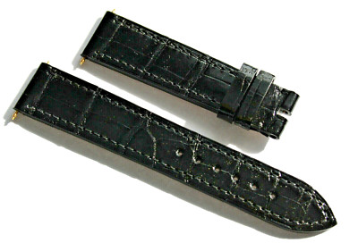 Chopard Kroko Lederarmband Schwarz für Dorn + Faltschließe Anstoß 18 mm NEU