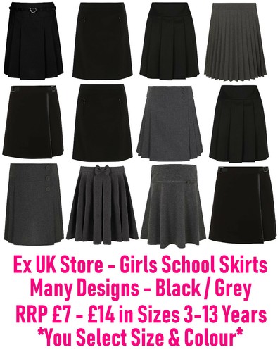 FALDAS ESCOLARES NIÑAS EX TIENDA REINO UNIDO FALDA NEGRA GRIS 3-13 AÑOS | eBay
