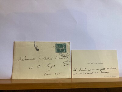 Jules Troubat Poet Publisher Business Card Autograph Unsigned 1910