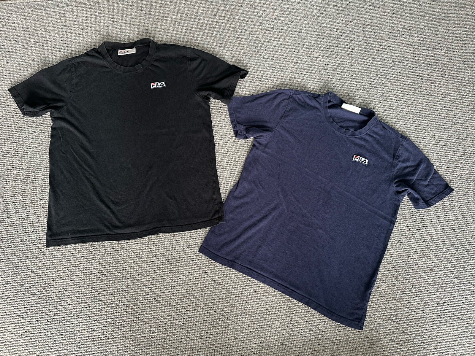 FILA T Shirt Set di 2 Skylar Maglietta Manica Corta Palestra Top Navy Nero Medium M