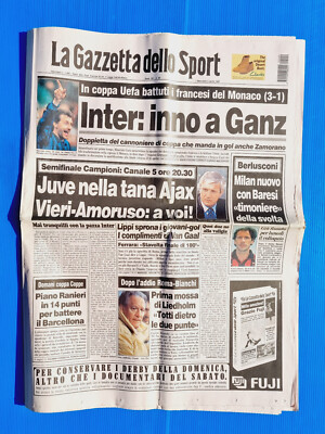 Gazetta Dello Sport - 19 Avril 1997 - Juventus, Biaggi, Parisi, Cocu - Vintage